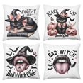 Gotcust Set of 4 Velvet Pink Halloween Pillow Covers, 16x16inch, Soft