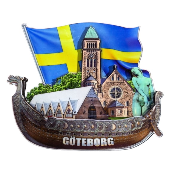Goteborg Sweden 3D Fridge Magnet Souvenir Gift,Wood Handmade Goteborg Refrigerator Magnet Home Decoration Collection