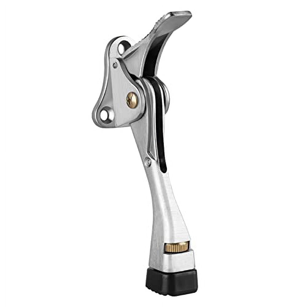 Adjustable Silver Zinc Alloy Kickdown Door Stopper with Rubber Tip