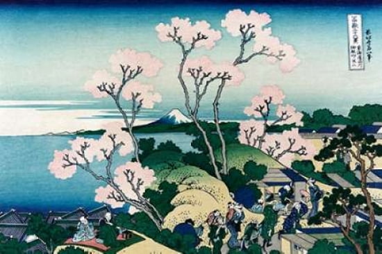 Goten-yama-hill Shinagawa on the Tokaido Road 1830 Canvas Art - Hokusai (12 x 18)