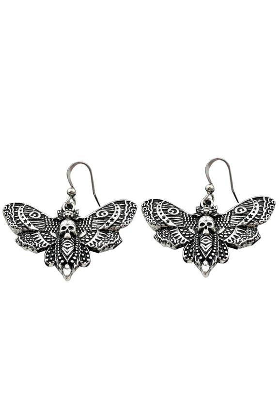 Goth Aesthetic Punk Moth Pendant Women Personality Earrings Skull Gothic Drop Earrings Female Party Jewelry Gifts
