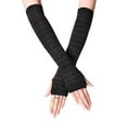 thumbnail image 1 of Goth Arm Warmers Punk Fingerless Gloves Y2K Arm Sleeves Costume Long Stripe Gloves M Free, 1 of 2