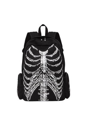 Goth Backpack Grunge Backpack Y2k Fashion Skull Backpack Hooded Backpack Gothic Black Shoulder Bag Goth Messenger Bag (Backpack Skeleton)