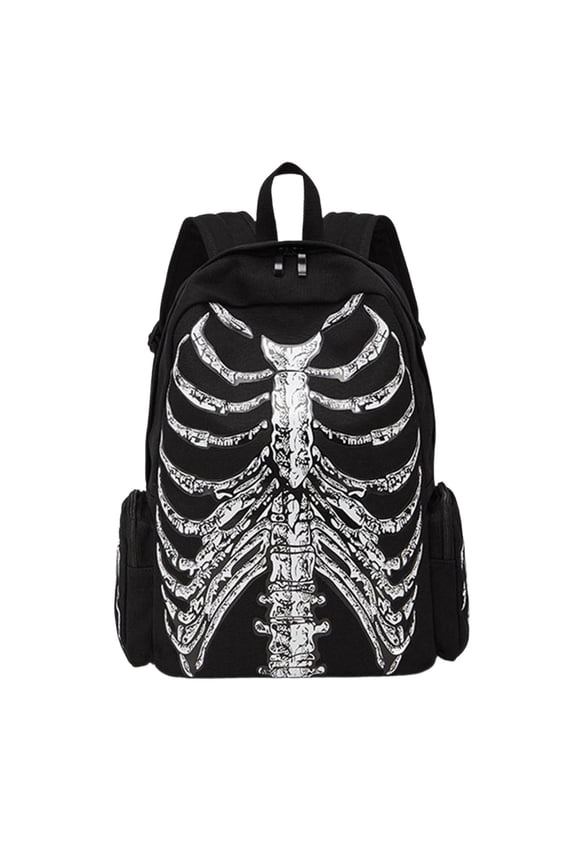 Goth Backpack Grunge Backpack Y2k Fashion Skull Backpack Hooded Backpack Gothic Black Shoulder Bag Goth Messenger Bag (Backpack Skeleton)