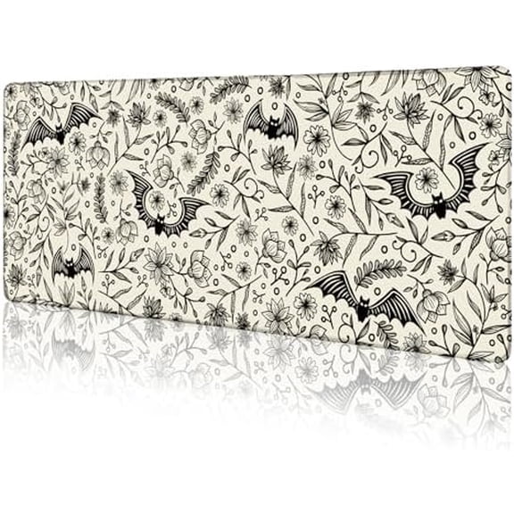 Goth Bat Mouse Pad Large Desk Mat, Extra Large Gaming Computer Mousepad with Stitched Edges Non-Slip, Keyboard Mouse Pad for Desktop Gothic Home Office Desk Accessories 31.5in