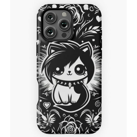 Goth Cat Pattern Creepy Pet Design N6005 Phone Case for iPhone 17 16 15 14 13 12 11 Pro Max