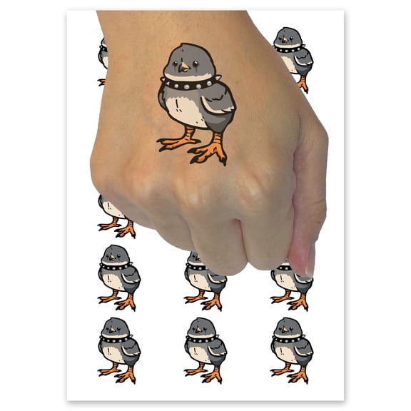 Goth Chick Emo Baby Chicken Temporary Tattoo Water Resistant Fake Body Art Set Collection - 54 1" Tattoos (1 Sheet)