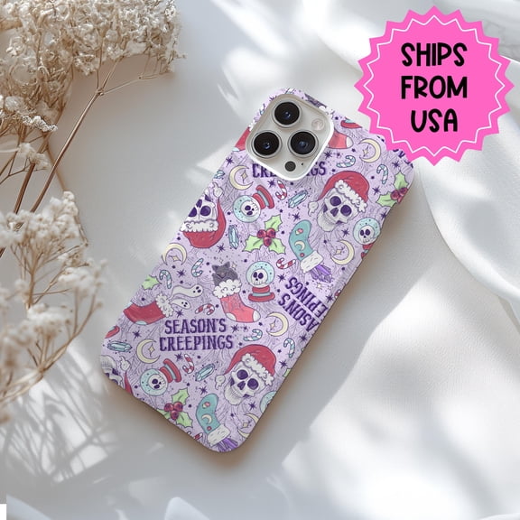 Goth Christmas Skeleton Case for iPhone Samsung Spooky Holiday