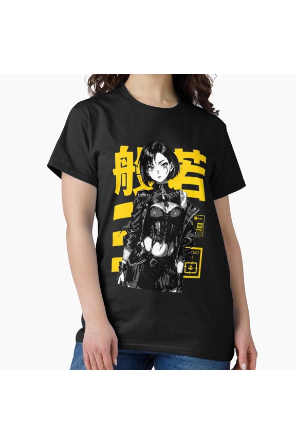 Goth Cyberpunk Girl Tech Enhancements Japanese Streetwear Graphic Tee T-Shirt