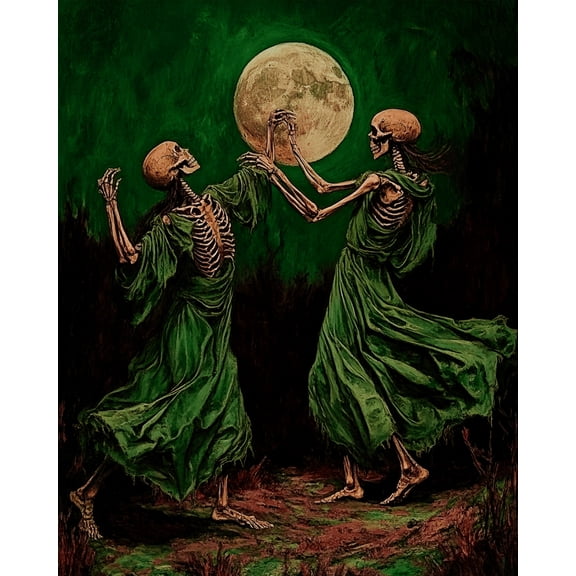 Goth Dancing Skeleton Pair Art Prints - Gothic 8"x10" Artwork