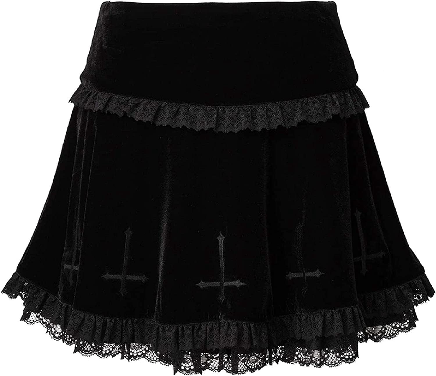 Goth Velvet Mini Skirt – Y2K Punk High Waist Skirt For Women, Lolita Alt Grunge Fashion