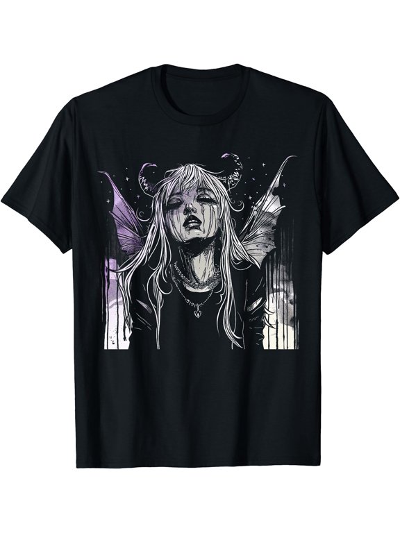Goth Fairy Fairycore Horror Demon Girl Purple Alt Aesthetic T-Shirt