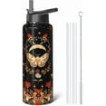 thumbnail image 1 of Goth Gifts 40oz Sport Water Bottle with Flip Straw & Spout Lid, Gothic Poppy Moth Stainless Steel Insulated Gym Water Bottle, Mushroom Moon Gifts for Women Men (1 PC), 1 of 6