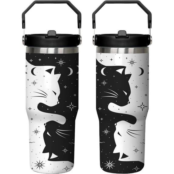 Goth Gifts for Women Cat Gothic Tumbler Coffee Mug for Women Cat Lover Gifts 30 Oz Stainless Steel Insulated Cup With Handle and Straw