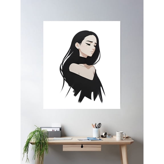 Goth Girl 1 Poster Wall Art, Modern Wall Decor For Living Room Bedroom, 16x24 UNFRAMED