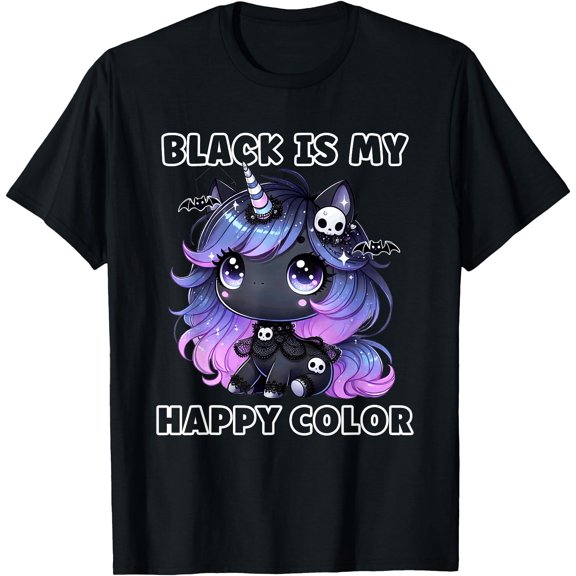Goth Girl Black is My Happy Color Gothic Unicorn Emo Girl T-Shirt