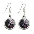 thumbnail image 1 of Goth Girl Dressed in Black Tattoos Novelty Dangling Drop Charm Earrings, 1 of 5