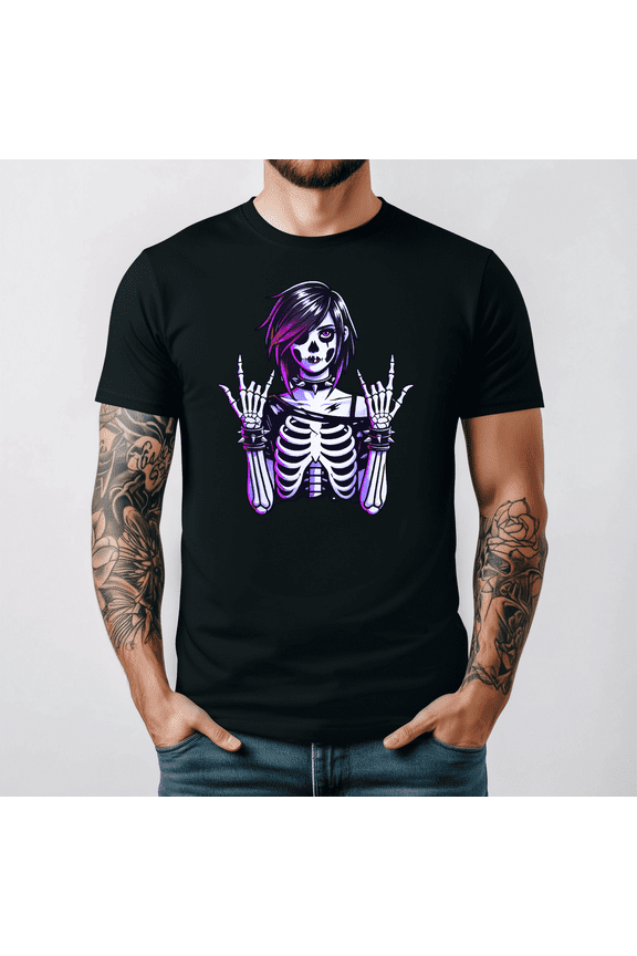 Goth Girl Emo Punk Skeleton Funny Grunge Aesthetic Humor Tee V16254,for men and women up to 5XL