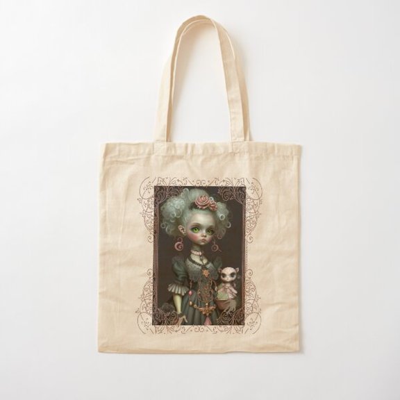 Goth Girl Portrait Dark Aesthetic Cotton Tote Bag Canvas Tote Bag, Family Gift For Mother, Her
