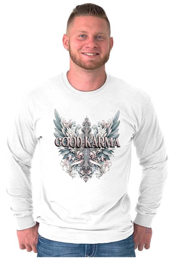 Goth Good Karma Filagree Cross Long Sleeve TShirt Men Women Brisco Brands S