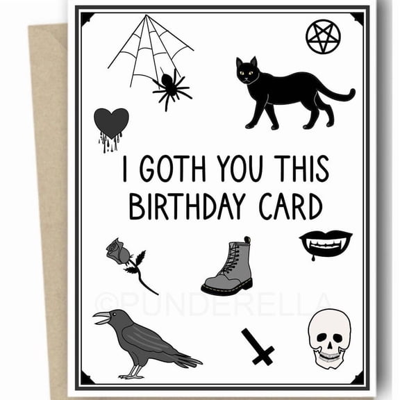 Goth Gothic Birthday Card Halloween Emo Punk Horror Movie Pun