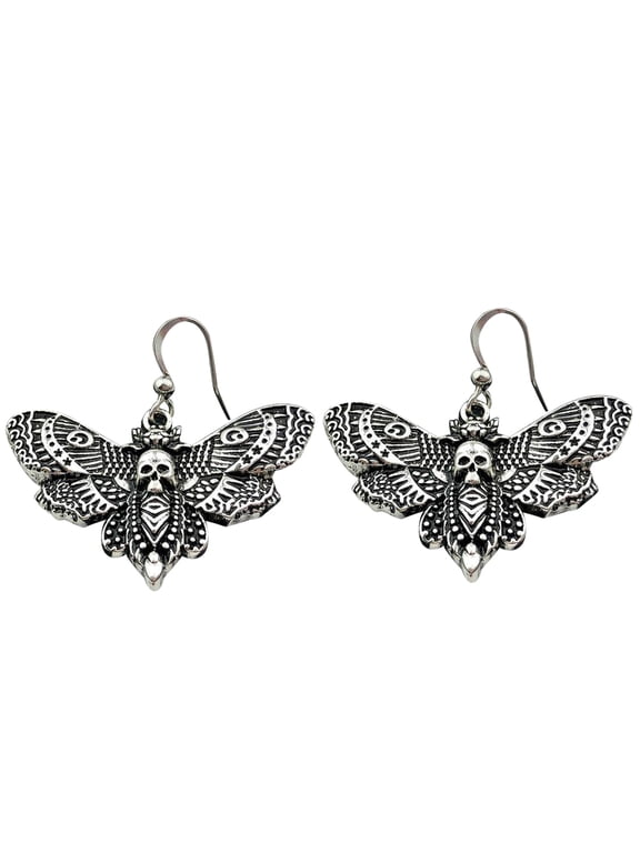 Goth Gothic Death Skull Moth Chain Earrings for Men Women Pendant Choker Earrings Vintage Punk Jewelry New Fashion