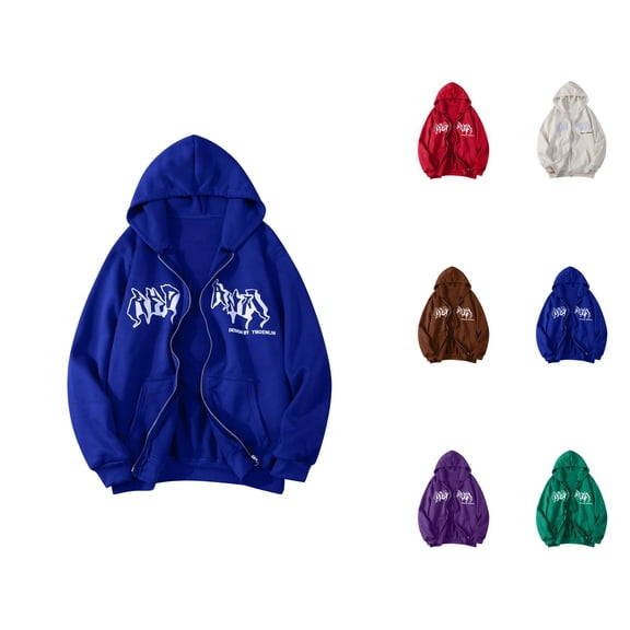 Goth Hoodies for Women 2026 Fall Winter Fashion Long Sleeve Y2K Aesthetic Graphic Zip Up Hooded Sweatshirt with Pockets