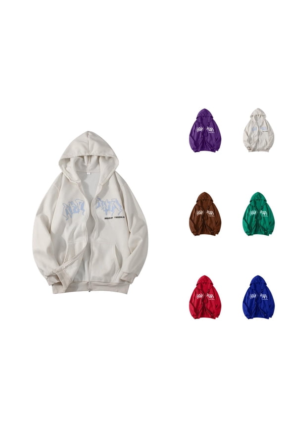 Goth Hoodies for Women 2026 Fall Winter Fashion Long Sleeve Y2K Aesthetic Graphic Zip Up Hooded Sweatshirt with Pockets