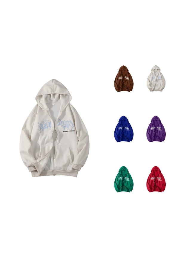 Goth Hoodies for Women 2026 Fall Winter Fashion Long Sleeve Y2K Aesthetic Graphic Zip Up Hooded Sweatshirt with Pockets