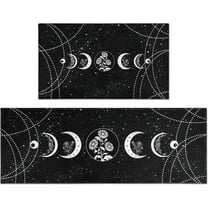 Goth Kitchen Mat Set of 2, Moon Phase Kitchen Rugs for Floor Halloween Kitchen Mat Gothic Kitchen Decor for Floor, Home, Sink, Bathroom(17"x47" 17"x30")