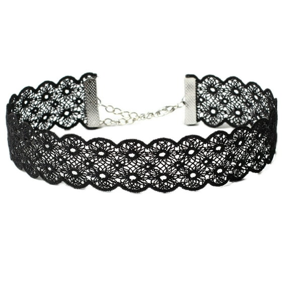 Goth Lace Choker Wide Choker Collar Gothic Black Hollow Flower Tattoo Lace Leg Loop Thigh Garter Goth