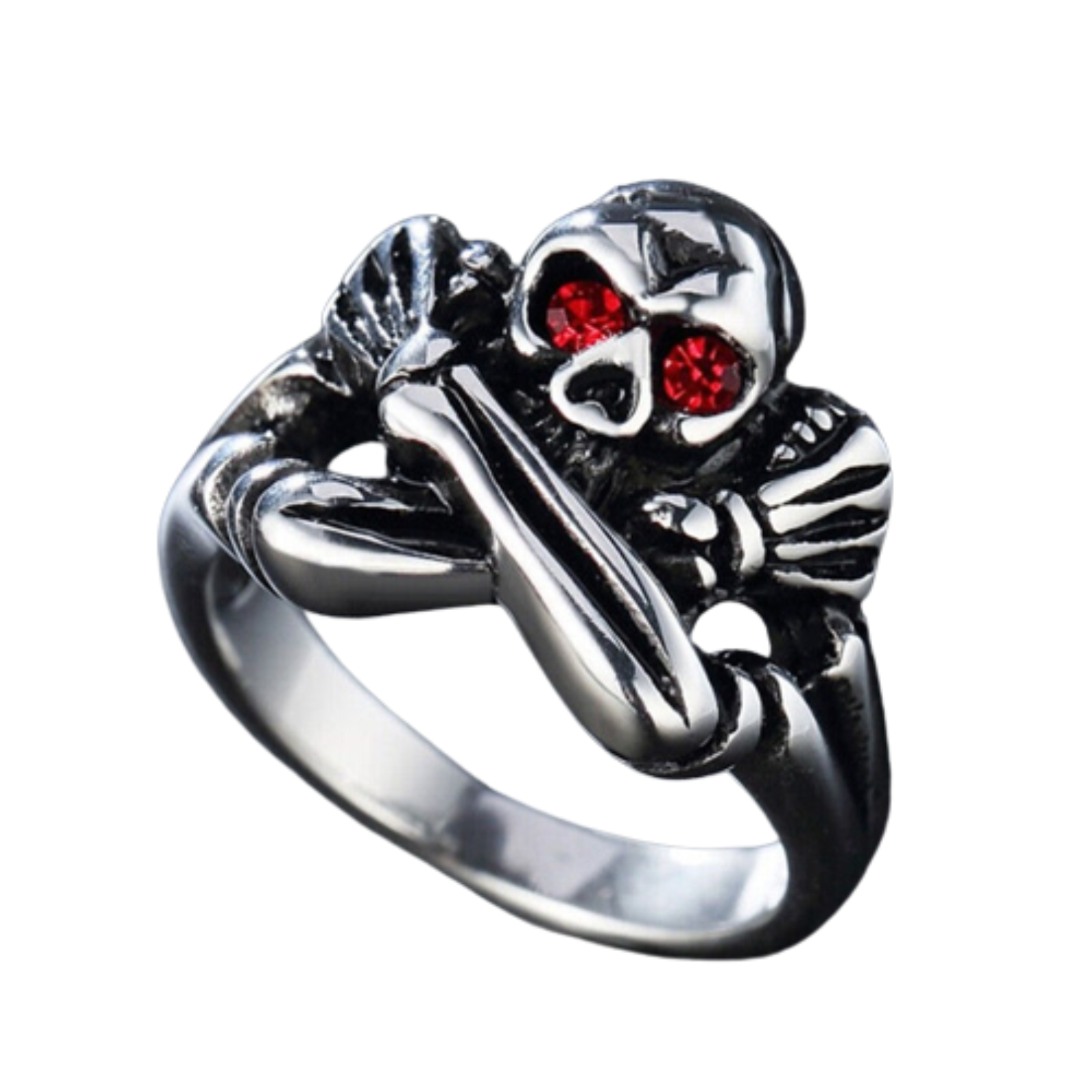 Skull & Crossbones Zirconium Mens Ring