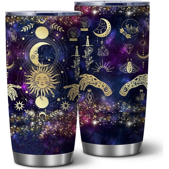 Goth Moon Tumbler,Halloween Witch Travel Mugs, Moon Phase Black Vacuum Insulated Stainless Steel 20 Oz Witch Tumbler Cup,Halloween Spooky Gifts for Women Goth Mystery Coffee Tumblers,1 Pcs