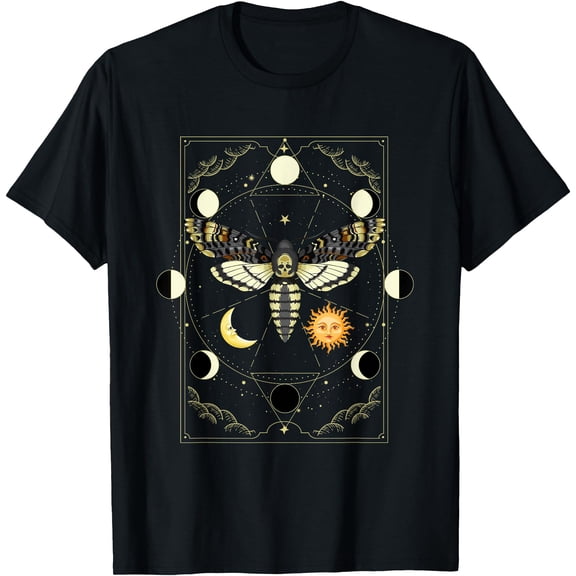 Goth Motte Tarot Card Moth Unisex T-Shirt for Men Women Kids Toddler,Black Color,Size 4T