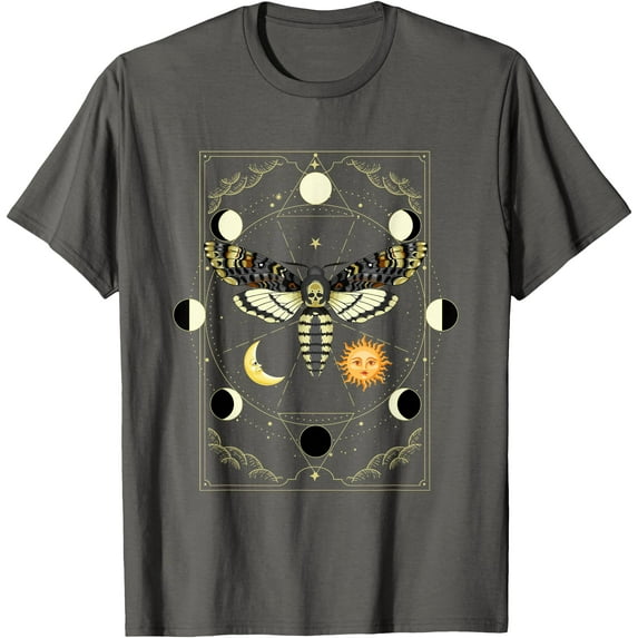 Goth Motte Tarot Card Moth Unisex T-Shirt for Men Women Kids Toddler,Charcoal Color,Size 5XL