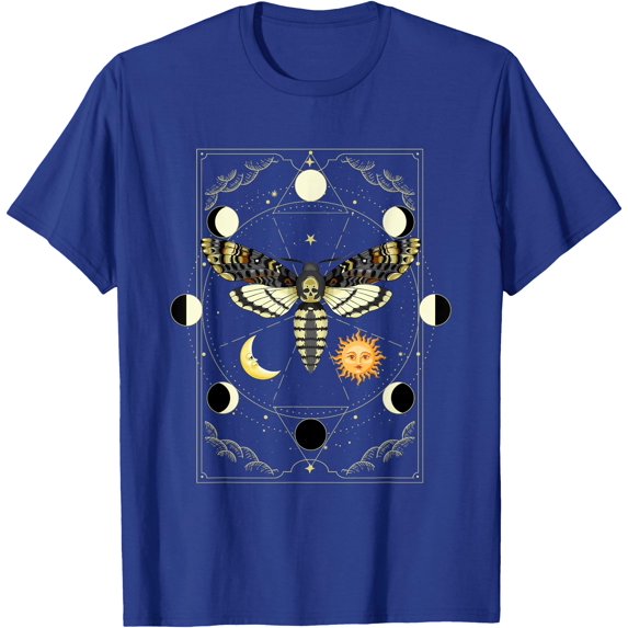 Goth Motte Tarot Card Moth Unisex T-Shirt for Men Women Kids Toddler,Royal Blue Color,Size 3T