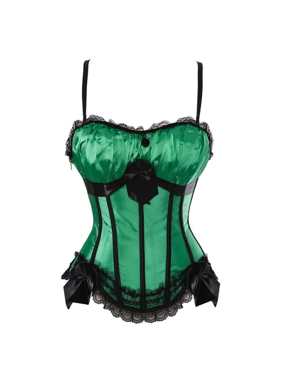 Goth Padded Burlesque Bustier Corset Tops for Women Green M