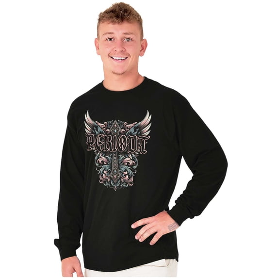 Goth Periodt Cross Angel Wings Long Sleeve TShirt Men Women Brisco Brands S