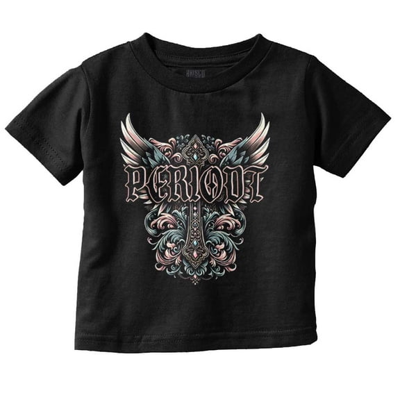 Goth Periodt Cross Angel Wings Toddler Boy Girl T Shirt Infant Toddler Brisco Brands 3T