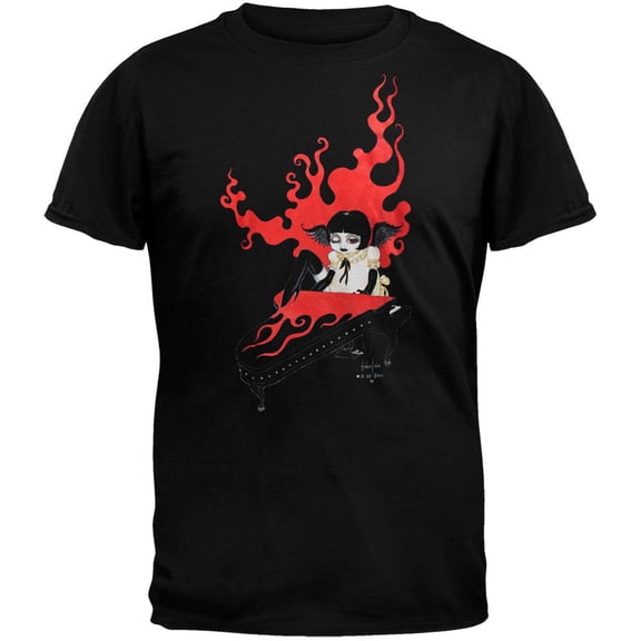 Goth Piano Girl Adult T-Shirt - X-Large