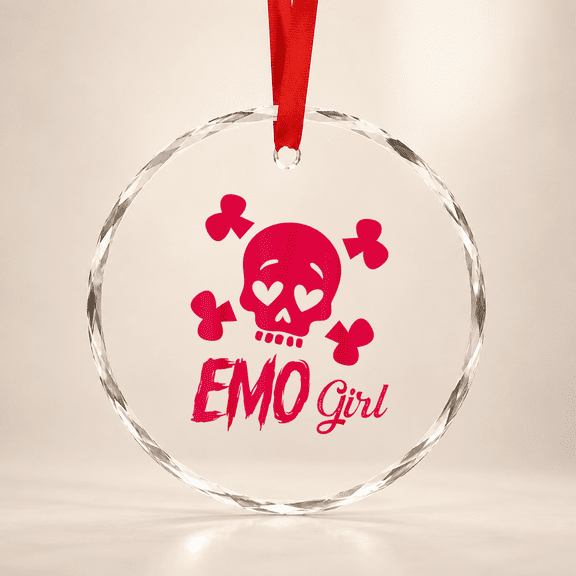 Goth Pink Skull Alt Grunge Scene 2000s Punk Emo Girl Glass Ornament