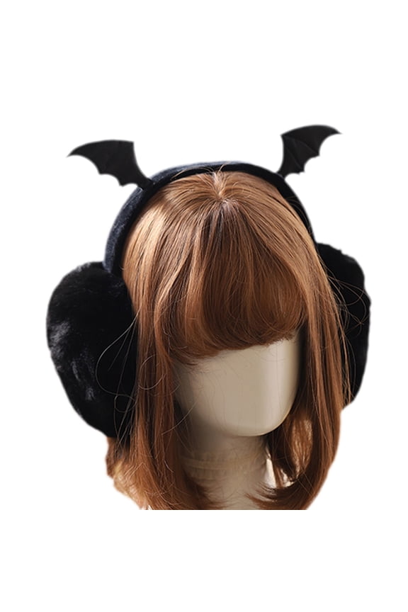 Goth Plush Cartoon Earmuff Steric Shape Earwarmer Cute Unisex Ear Flap for Teenagers Solid Color