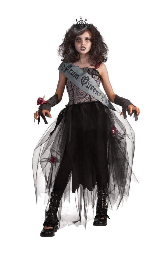 Goth Zombie Prom Queen Costume for Kids, Girls Small