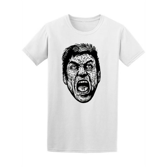 Goth Scary Screaming Man Graphic T-Shirt Men -Image by Shutterstock, Male Large