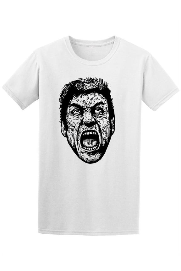 Goth Scary Screaming Man Graphic T-Shirt Men -Image by Shutterstock, Male Large