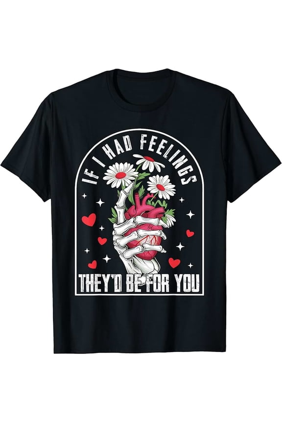 Goth Skeleton Hand Heart Daisy Unisex Funny Graphic Short Sleeve Tee