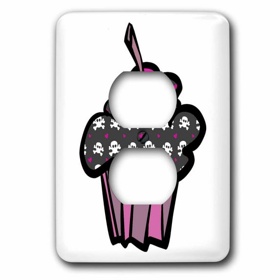 3dRose, Goth Skull and Bones Cupcake, 2 plug outlet cover
