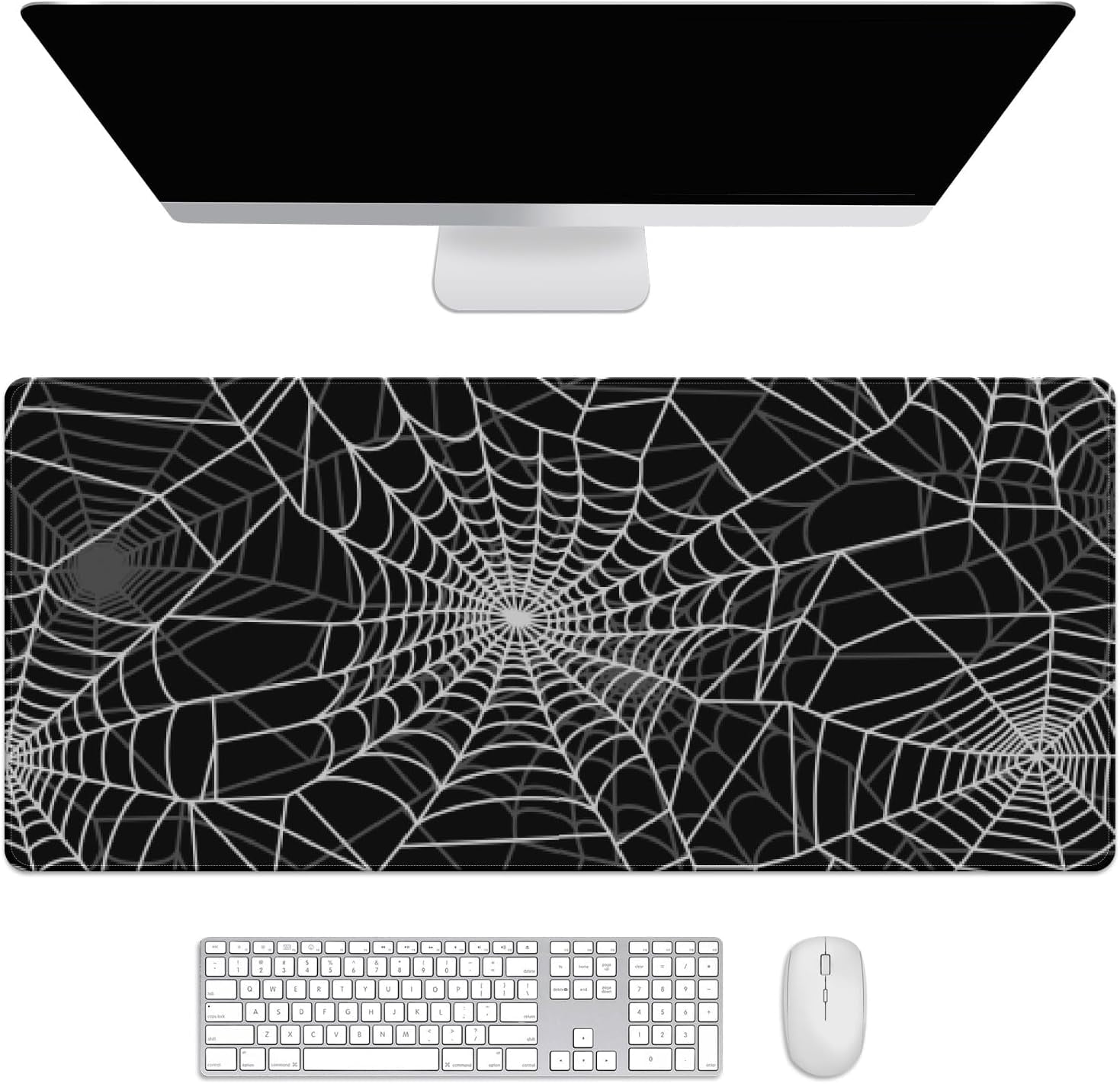 Goth Spooky Spiderweb Desk Mat, Desk Accessory, Cute Workspace, Trendy Workspace, Trendy, 35.4x15.7in Large Gaming Mouse Pad, Cute Desk Topper, Pretty Desk Pad