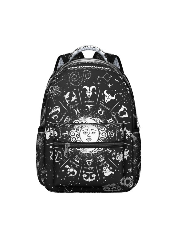 Starry Night Backpack Waterproof Durable School Bag with Lunar Constellation Print, Adjustable Shoulder Straps, Large Capacity for Student and Students