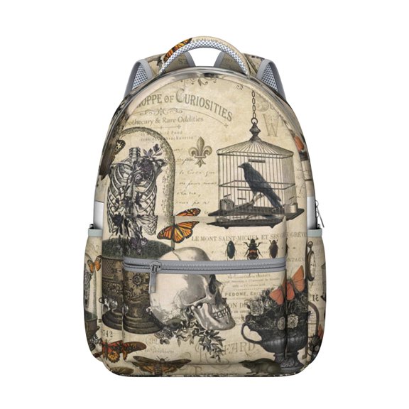 Goth Starry Night Backpack Waterproof Durable School Bag with Lunar Constellation Print, Adjustable Shoulder Straps, Large Capacity for Student and Students